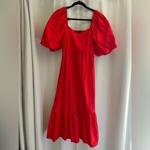Primark Red Cotton Summer Dress NWOT - Size 6. Balloon Shoulders, High Quality